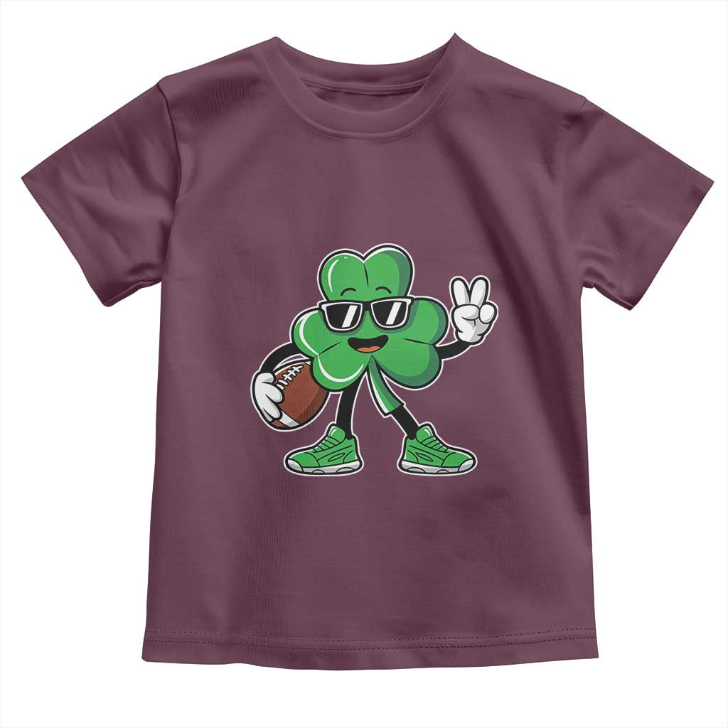 St Patrick's Day Lucky Shamrock Football Toddler T Shirt Sport Lover Gift TS02 Maroon Print Your Wear