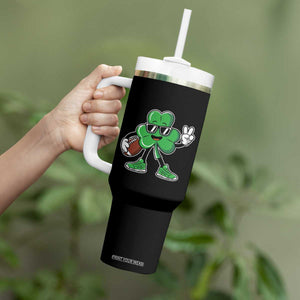 St Patrick's Day Lucky Shamrock Football Tumbler With Handle Sport Lover Gift TS02 Print Your Wear