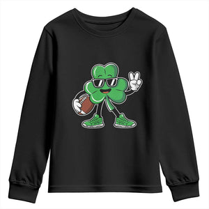 St Patrick's Day Lucky Shamrock Football Youth Sweatshirt Sport Lover Gift TS02 Black Print Your Wear