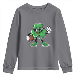 St Patrick's Day Lucky Shamrock Football Youth Sweatshirt Sport Lover Gift TS02 Charcoal Print Your Wear