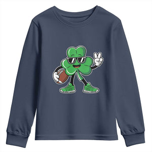 St Patrick's Day Lucky Shamrock Football Youth Sweatshirt Sport Lover Gift TS02 Navy Print Your Wear