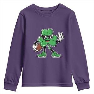 St Patrick's Day Lucky Shamrock Football Youth Sweatshirt Sport Lover Gift TS02 Purple Print Your Wear
