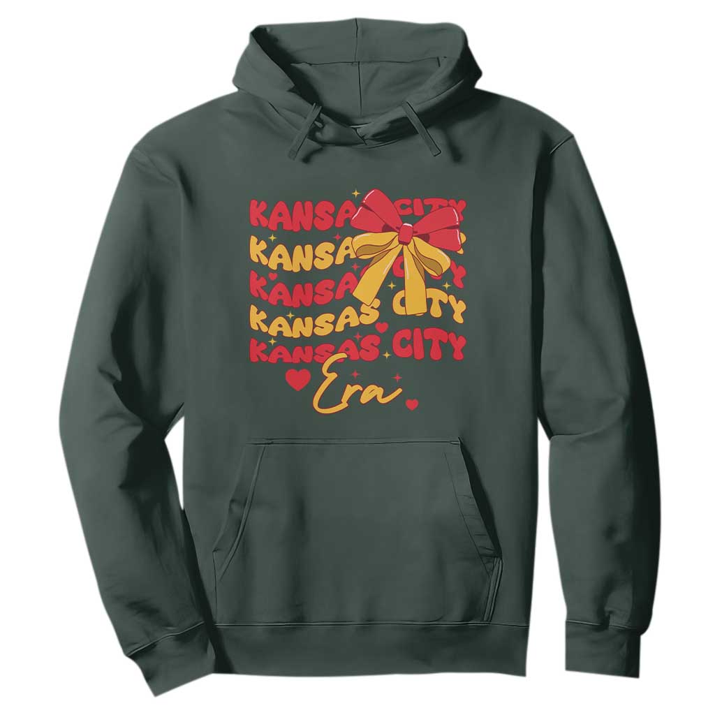 Groovy In My Kansas City Era Hoodie Retro Coquette Bow TS02 Dark Forest Green Print Your Wear