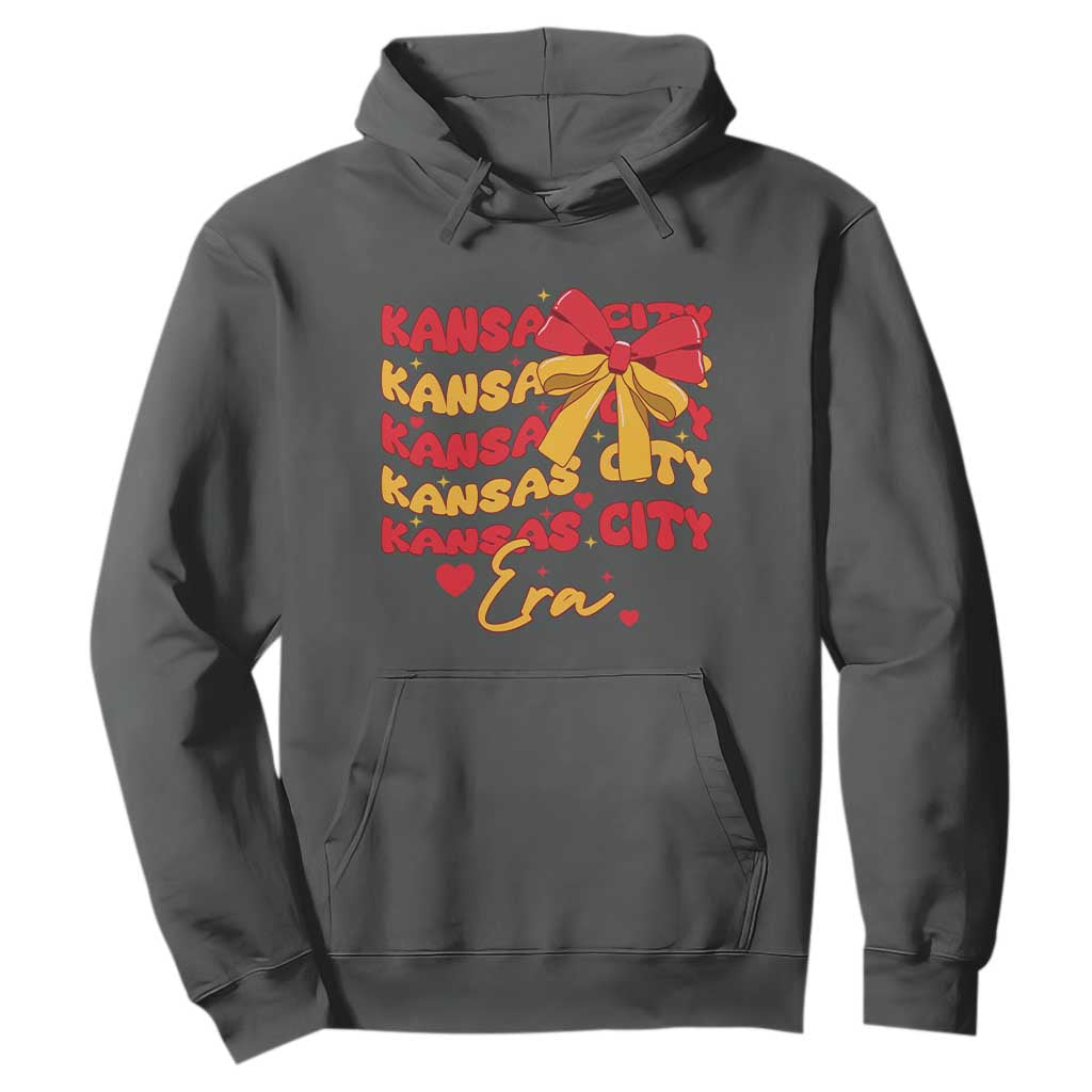 Groovy In My Kansas City Era Hoodie Retro Coquette Bow TS02 Dark Heather Print Your Wear
