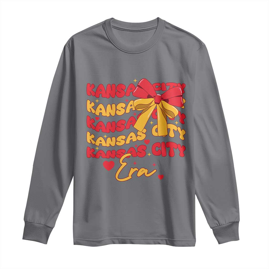 Groovy In My Kansas City Era Long Sleeve Shirt Retro Coquette Bow TS02 Charcoal Print Your Wear