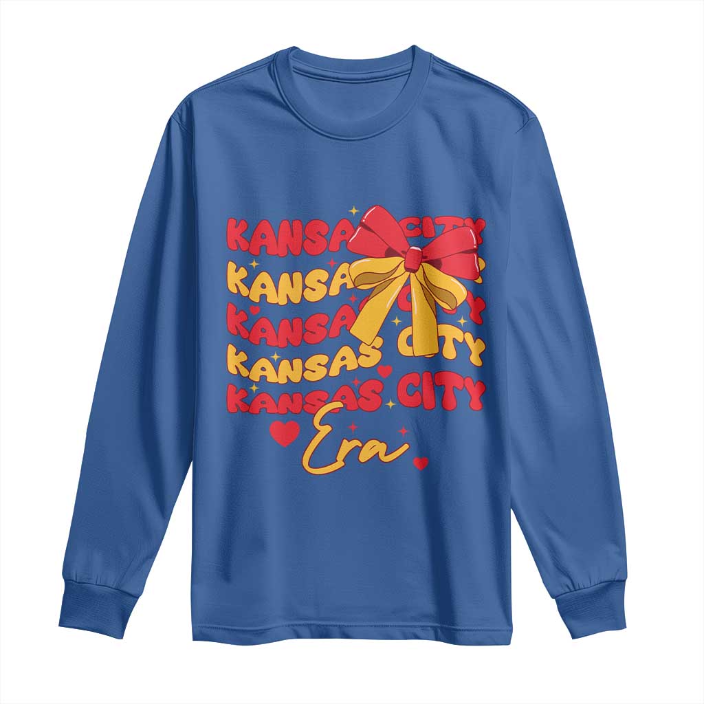 Groovy In My Kansas City Era Long Sleeve Shirt Retro Coquette Bow TS02 Royal Blue Print Your Wear