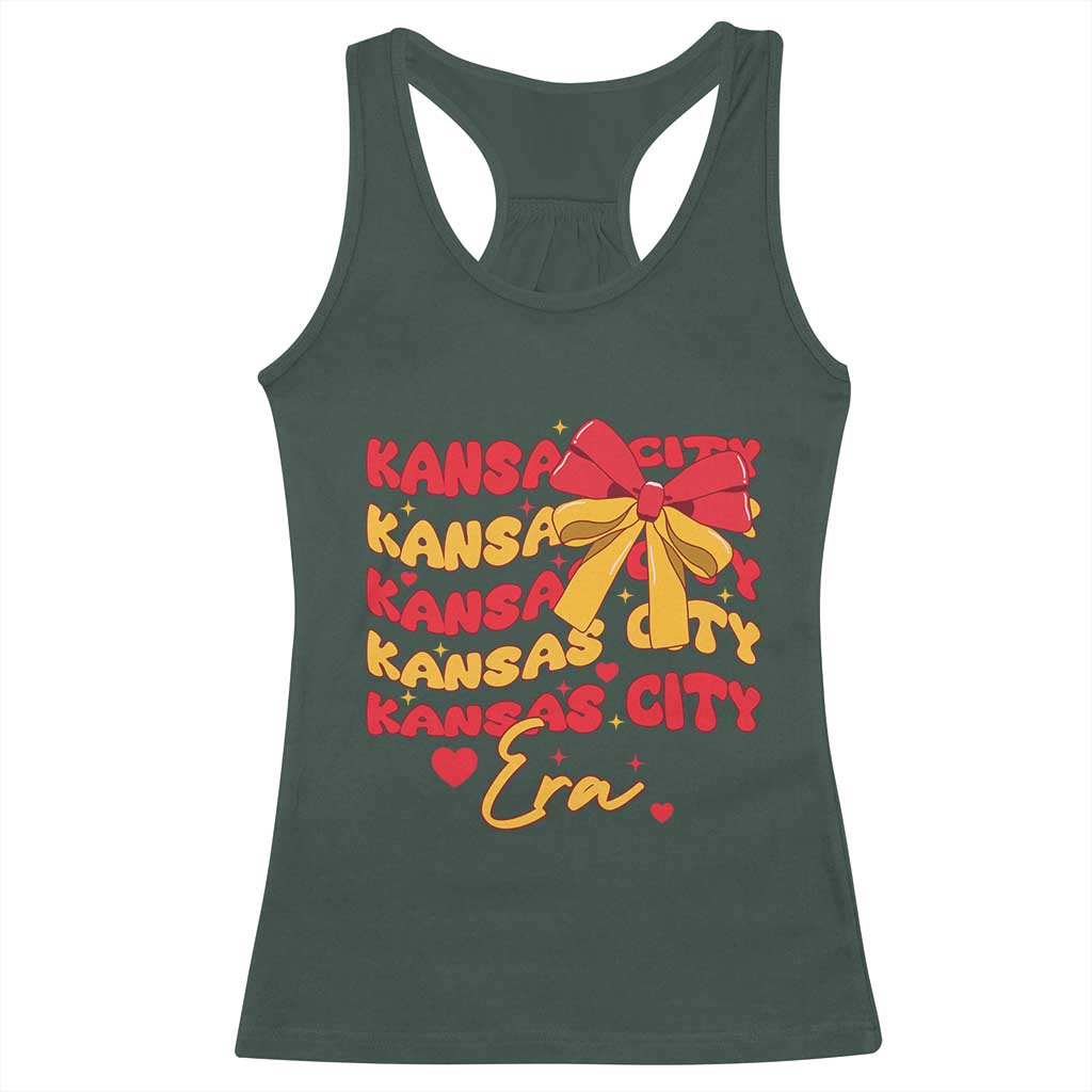 Groovy In My Kansas City Era Racerback Tank Top Retro Coquette Bow TS02 Dark Forest Green Print Your Wear