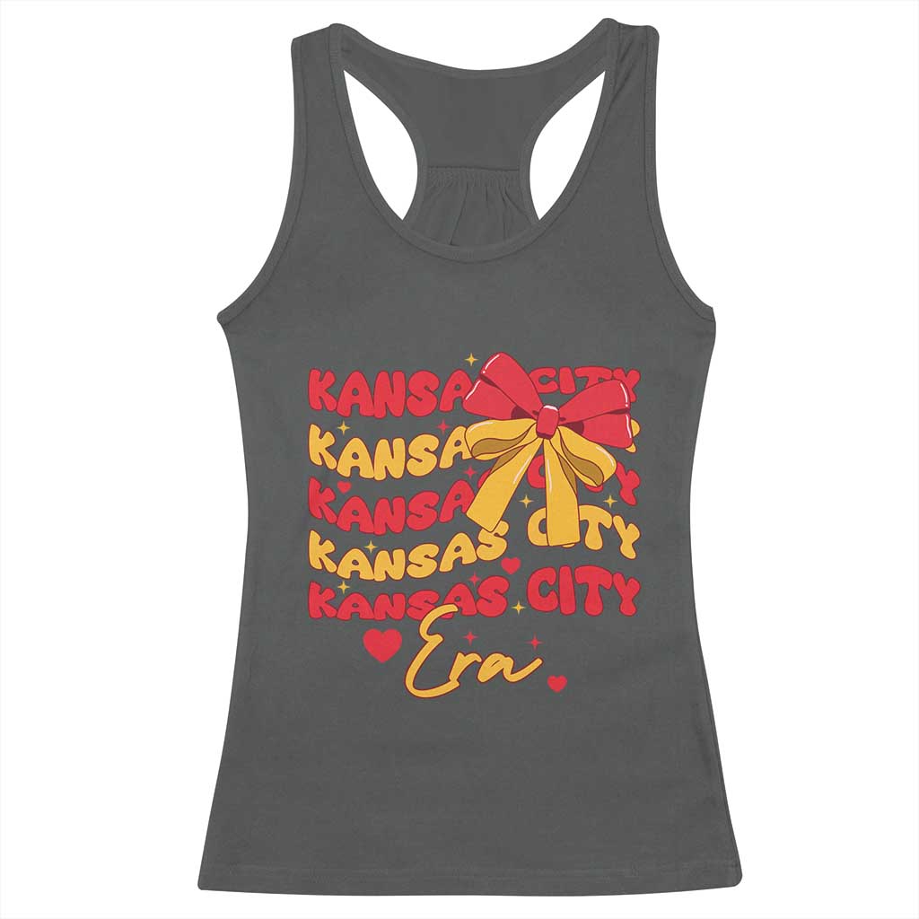 Groovy In My Kansas City Era Racerback Tank Top Retro Coquette Bow TS02 Dark Heather Print Your Wear