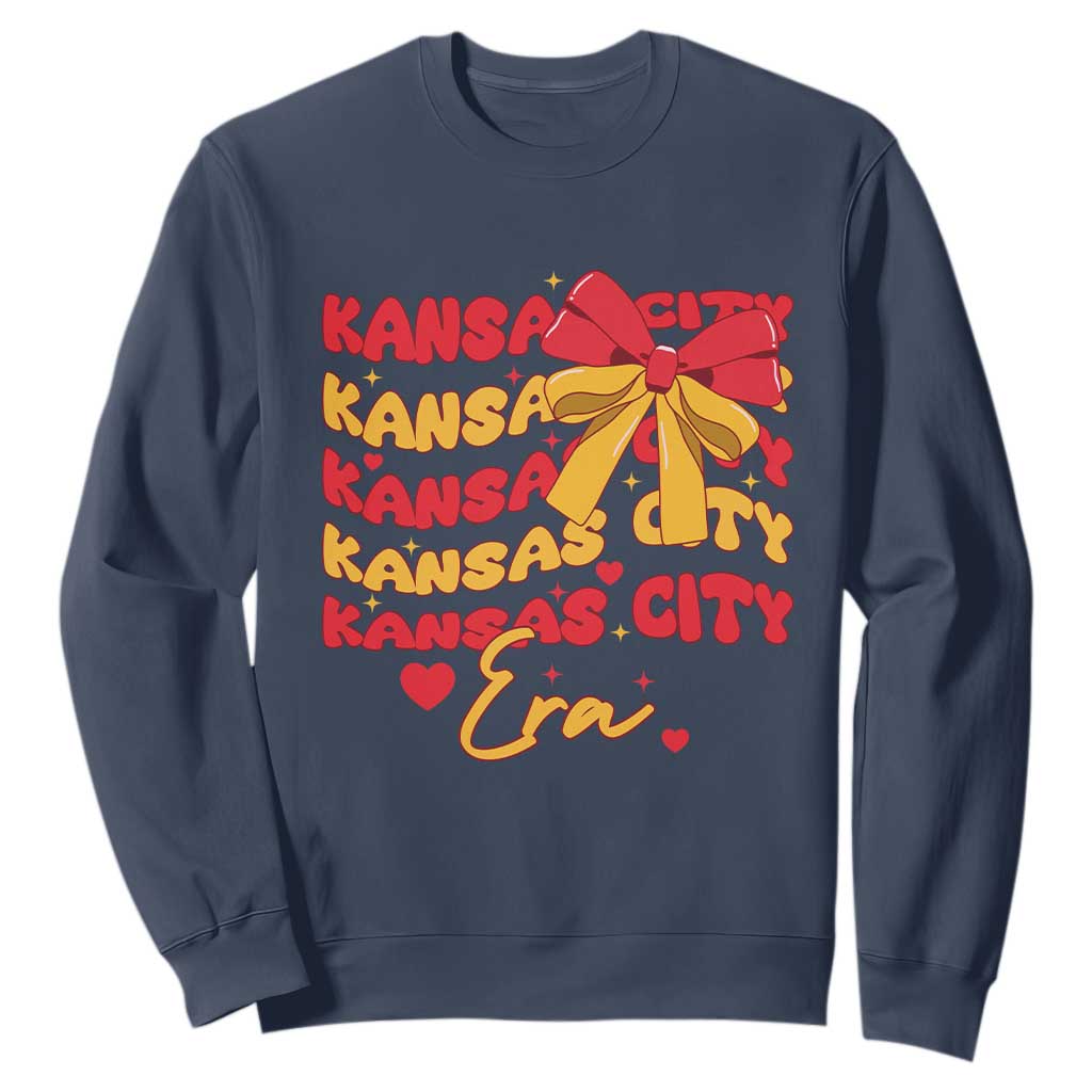 Groovy In My Kansas City Era Sweatshirt Retro Coquette Bow TS02 Navy Print Your Wear