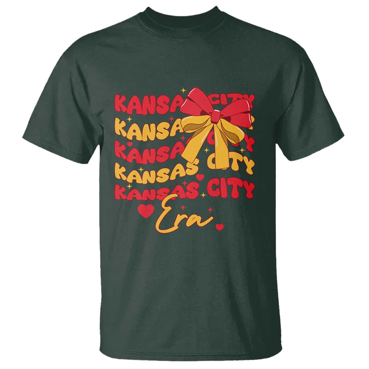 Groovy In My Kansas City Era T Shirt Retro Coquette Bow TS02 Dark Forest Green Print Your Wear