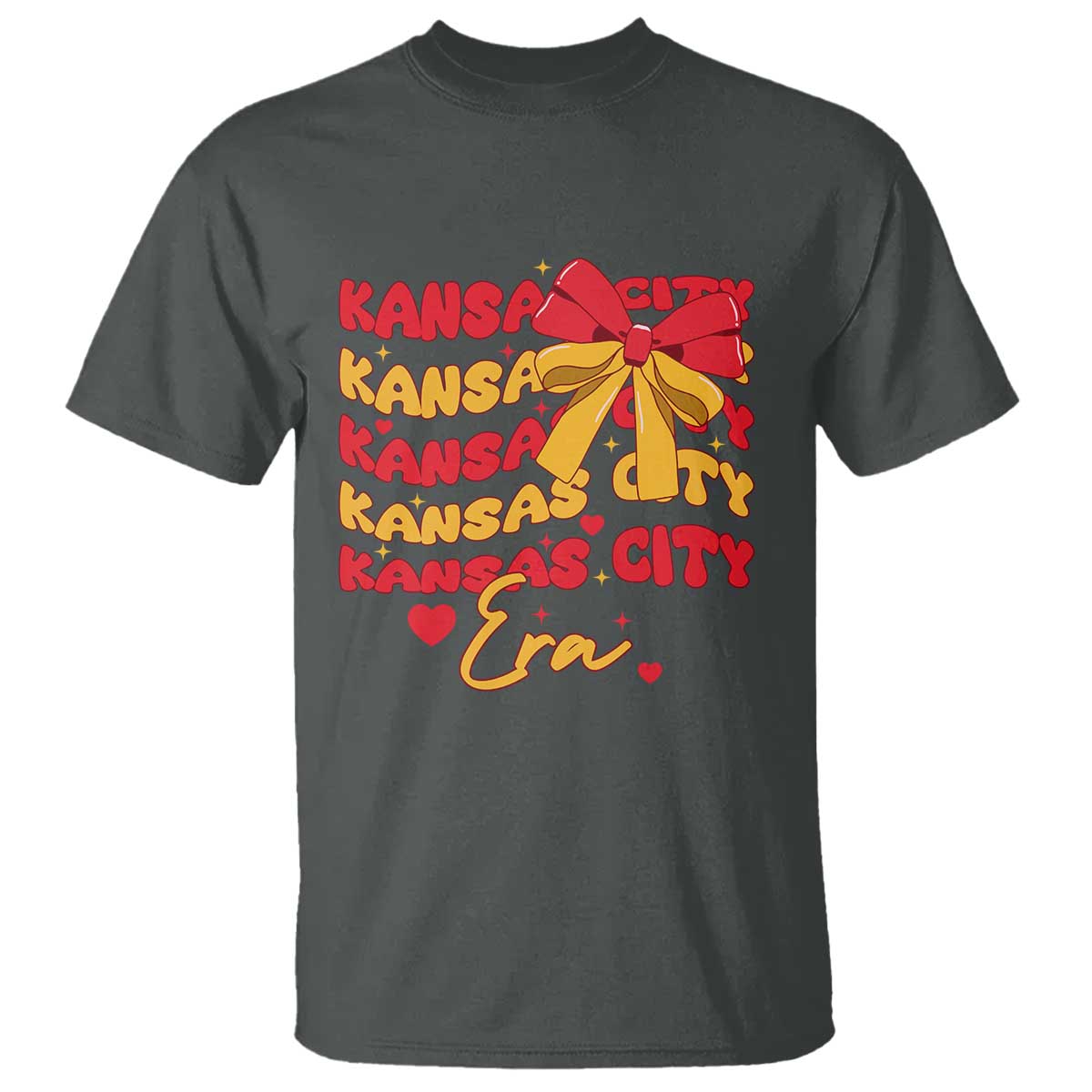 Groovy In My Kansas City Era T Shirt Retro Coquette Bow TS02 Dark Heather Print Your Wear