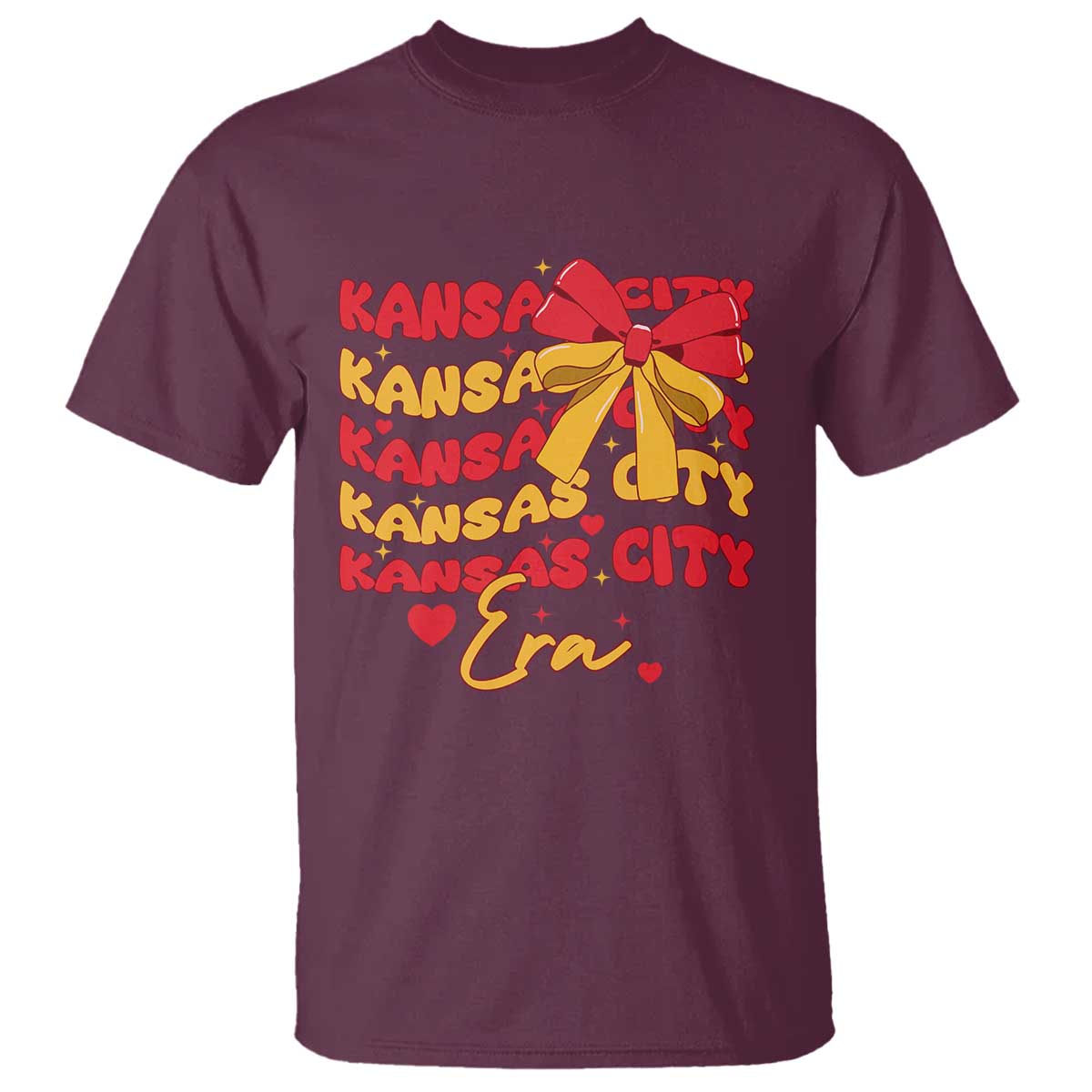 Groovy In My Kansas City Era T Shirt Retro Coquette Bow TS02 Maroon Print Your Wear