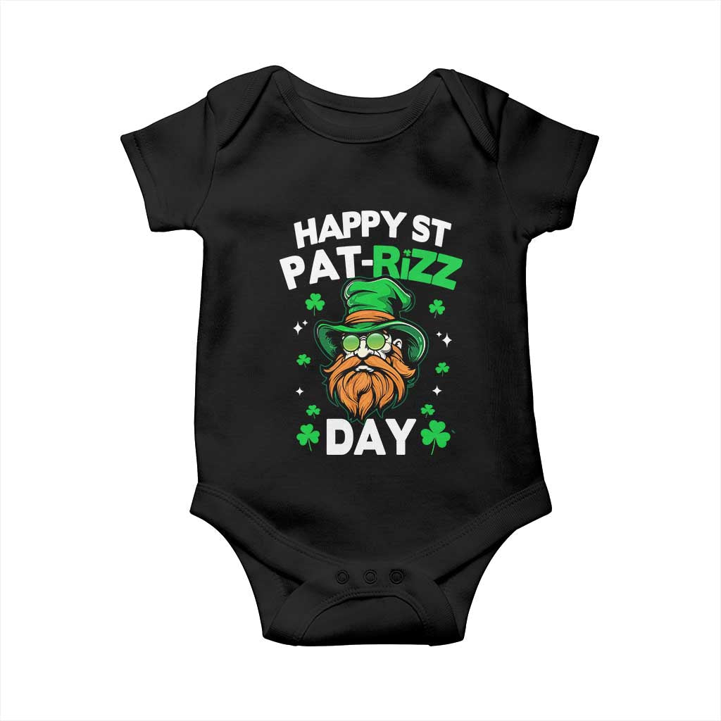 Happy St Pat Rizz Day Baby Onesie Funny St. Patrick's Day Leprechaun TS02 Black Print Your Wear