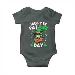 Happy St Pat Rizz Day Baby Onesie Funny St. Patrick's Day Leprechaun TS02 Dark Heather Print Your Wear