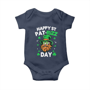 Happy St Pat Rizz Day Baby Onesie Funny St. Patrick's Day Leprechaun TS02 Navy Print Your Wear