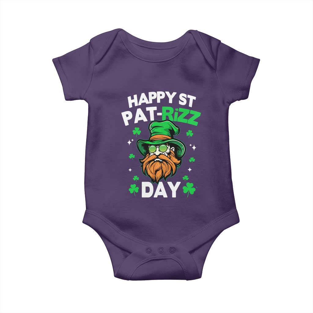 Happy St Pat Rizz Day Baby Onesie Funny St. Patrick's Day Leprechaun TS02 Purple Print Your Wear