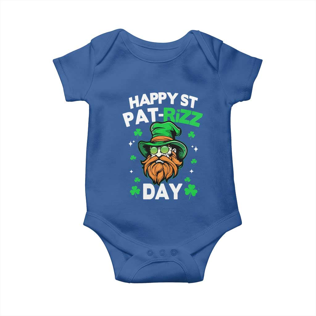 Happy St Pat Rizz Day Baby Onesie Funny St. Patrick's Day Leprechaun TS02 Royal Blue Print Your Wear