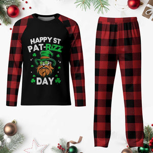 Happy St Pat Rizz Day Plaid Pajama Set Funny St. Patrick's Day Leprechaun TS02 Buffalo Plaid Print Your Wear