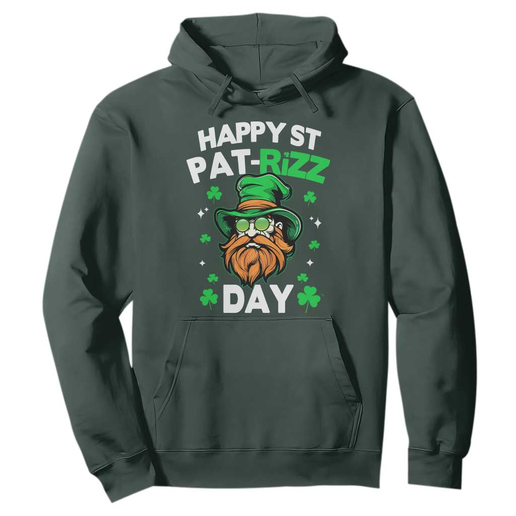 Happy St Pat Rizz Day Hoodie Funny St. Patrick's Day Leprechaun TS02 Dark Forest Green Print Your Wear
