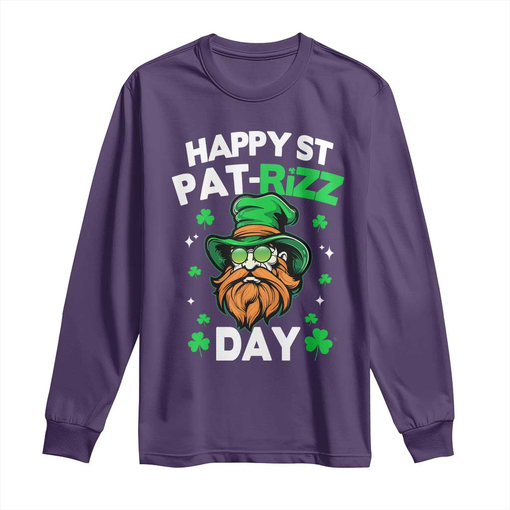 Happy St Pat Rizz Day Long Sleeve Shirt Funny St. Patrick's Day Leprechaun TS02 Purple Print Your Wear
