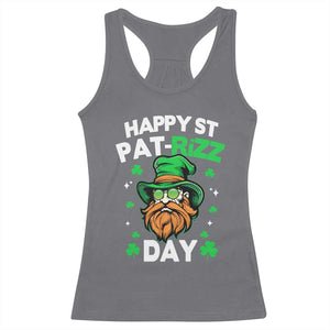 Happy St Pat Rizz Day Racerback Tank Top Funny St. Patrick's Day Leprechaun TS02 Charcoal Print Your Wear