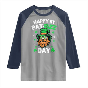 Happy St Pat Rizz Day Raglan Shirt Funny St. Patrick's Day Leprechaun TS02 Sport Gray Navy Print Your Wear