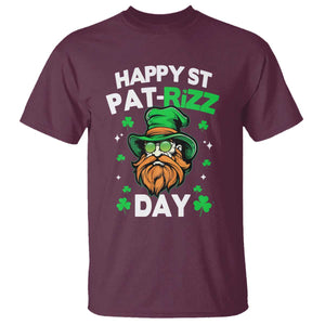 Happy St Pat Rizz Day T Shirt Funny St. Patrick's Day Leprechaun TS02 Maroon Print Your Wear