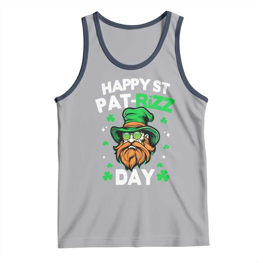 Happy St Pat Rizz Day Tank Top Funny St. Patrick's Day Leprechaun TS02 Athletic Heather Navy Print Your Wear