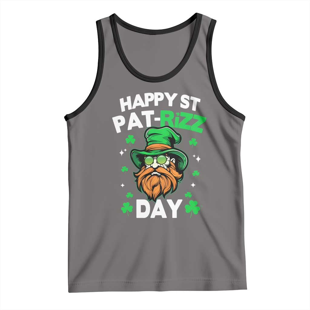 Happy St Pat Rizz Day Tank Top Funny St. Patrick's Day Leprechaun TS02 Deep Heather Black Print Your Wear