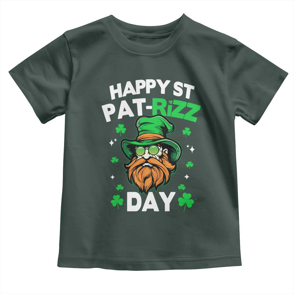 Happy St Pat Rizz Day Toddler T Shirt Funny St. Patrick's Day Leprechaun TS02 Dark Forest Green Print Your Wear