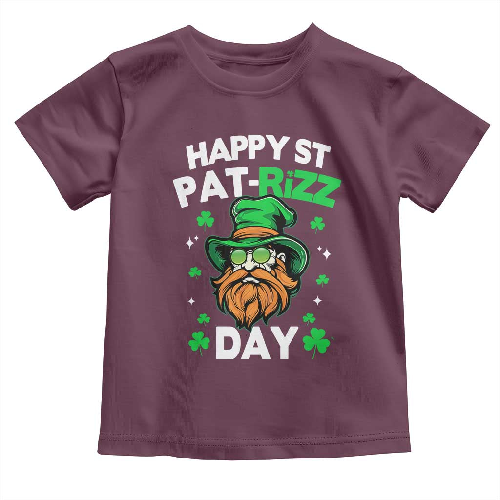 Happy St Pat Rizz Day Toddler T Shirt Funny St. Patrick's Day Leprechaun TS02 Maroon Print Your Wear