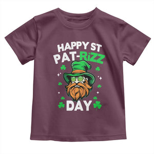 Happy St Pat Rizz Day Toddler T Shirt Funny St. Patrick's Day Leprechaun TS02 Maroon Print Your Wear