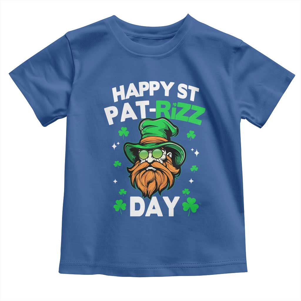 Happy St Pat Rizz Day Toddler T Shirt Funny St. Patrick's Day Leprechaun TS02 Royal Blue Print Your Wear