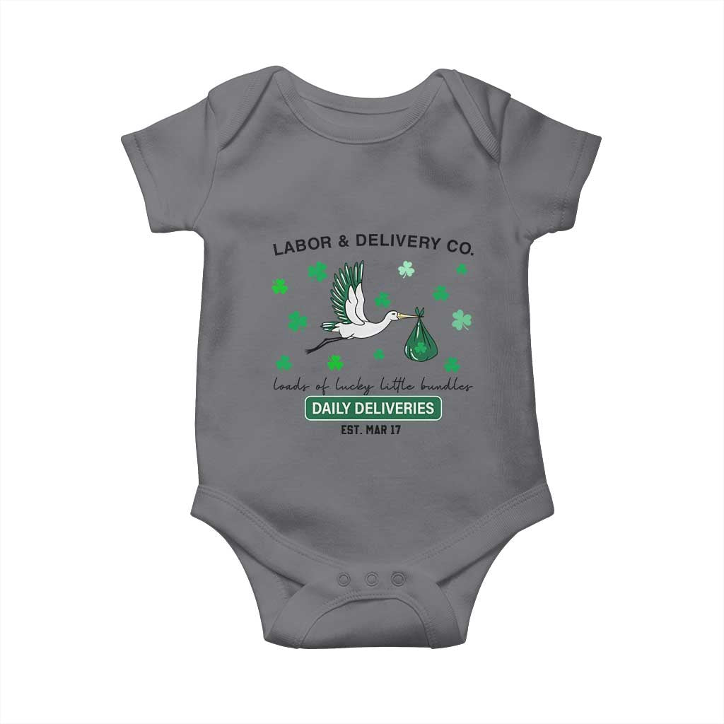St Patrick's Day Lucky L&D Nurse Baby Onesie Labor And Delivery Shamrock TS02 Charcoal Print Your Wear