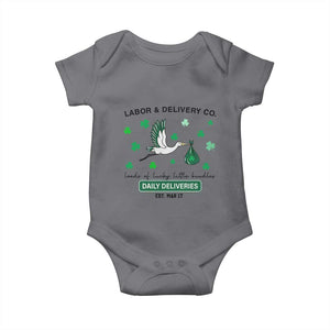 St Patrick's Day Lucky L&D Nurse Baby Onesie Labor And Delivery Shamrock TS02 Charcoal Print Your Wear