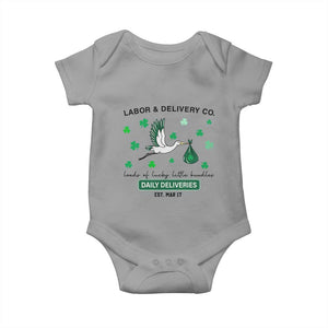 St Patrick's Day Lucky L&D Nurse Baby Onesie Labor And Delivery Shamrock TS02 Sport Gray Print Your Wear