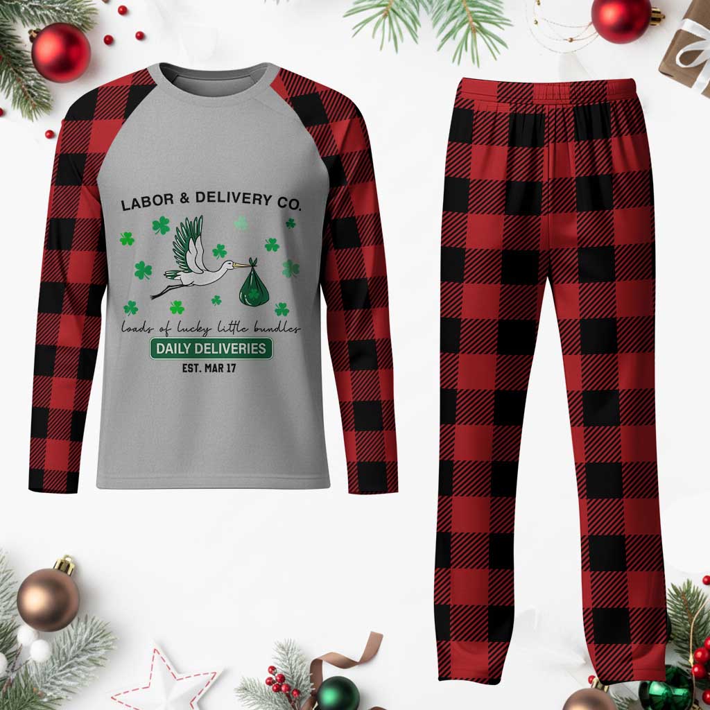 St Patrick's Day Lucky L&D Nurse Plaid Pajama Set Labor And Delivery Shamrock TS02 Buffalo Plaid Print Your Wear