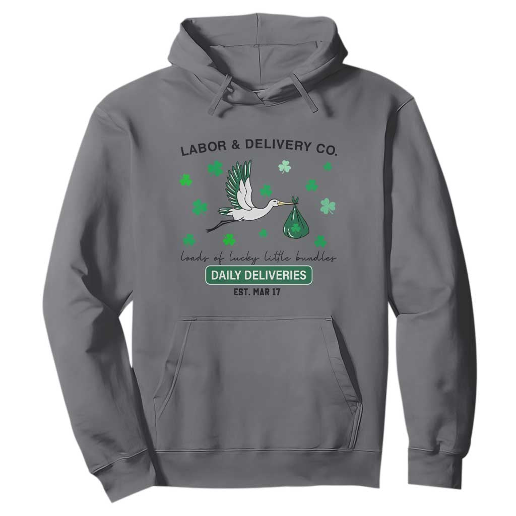 St Patrick's Day Lucky L&D Nurse Hoodie Labor And Delivery Shamrock TS02 Charcoal Print Your Wear