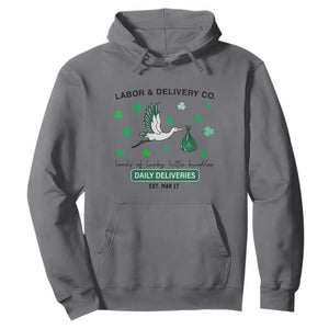 St Patrick's Day Lucky L&D Nurse Hoodie Labor And Delivery Shamrock TS02 Charcoal Print Your Wear
