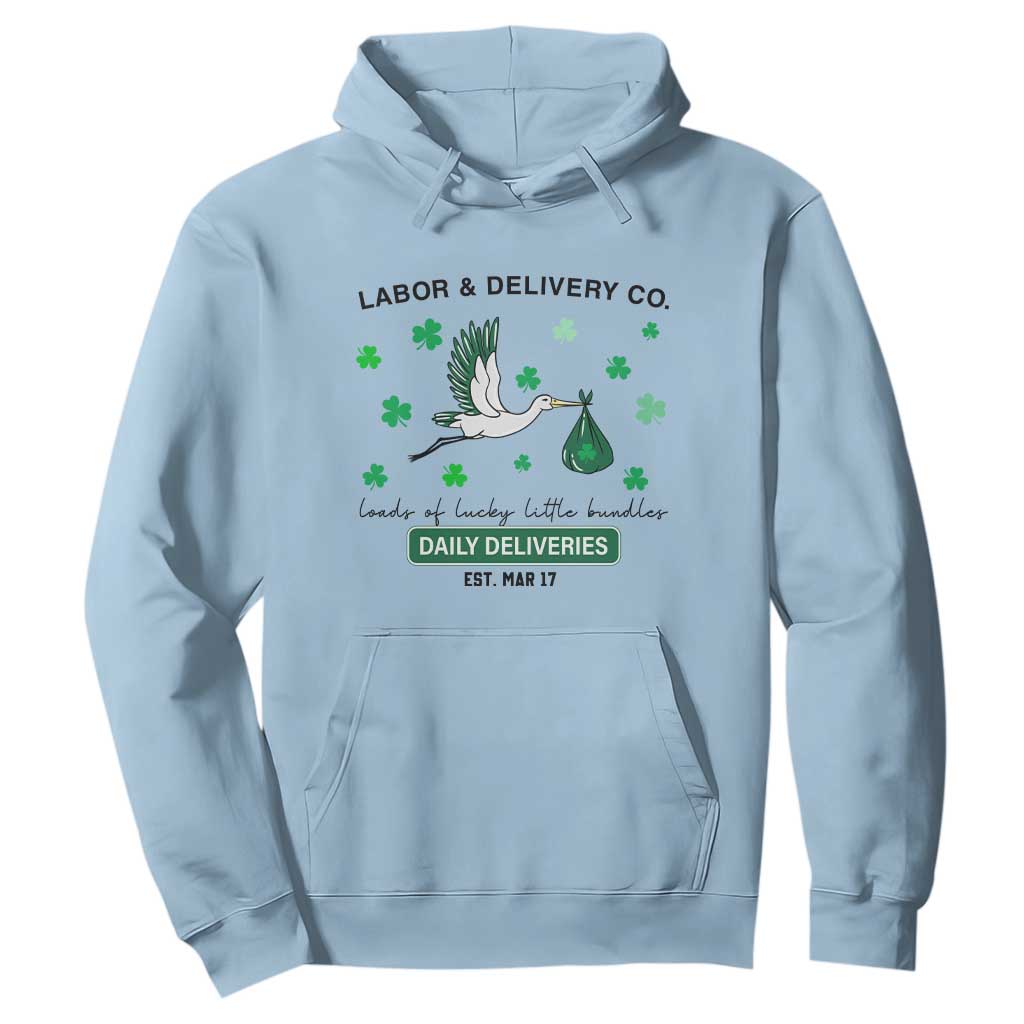 St Patrick's Day Lucky L&D Nurse Hoodie Labor And Delivery Shamrock TS02 Light Blue Print Your Wear
