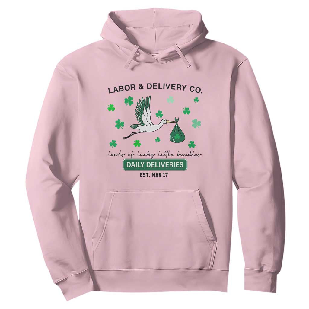 St Patrick's Day Lucky L&D Nurse Hoodie Labor And Delivery Shamrock TS02 Light Pink Print Your Wear