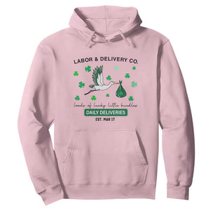 St Patrick's Day Lucky L&D Nurse Hoodie Labor And Delivery Shamrock TS02 Light Pink Print Your Wear