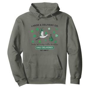St Patrick's Day Lucky L&D Nurse Hoodie Labor And Delivery Shamrock TS02 Military Green Print Your Wear