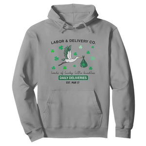 St Patrick's Day Lucky L&D Nurse Hoodie Labor And Delivery Shamrock TS02 Sport Gray Print Your Wear