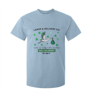 St Patrick's Day Lucky L&D Nurse T Shirt For Kid Labor And Delivery Shamrock TS02 Light Blue Print Your Wear
