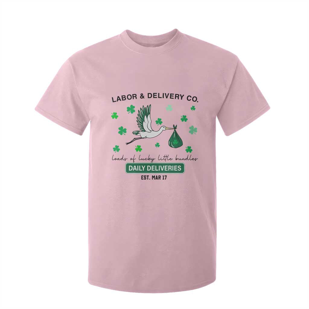 St Patrick's Day Lucky L&D Nurse T Shirt For Kid Labor And Delivery Shamrock TS02 Light Pink Print Your Wear