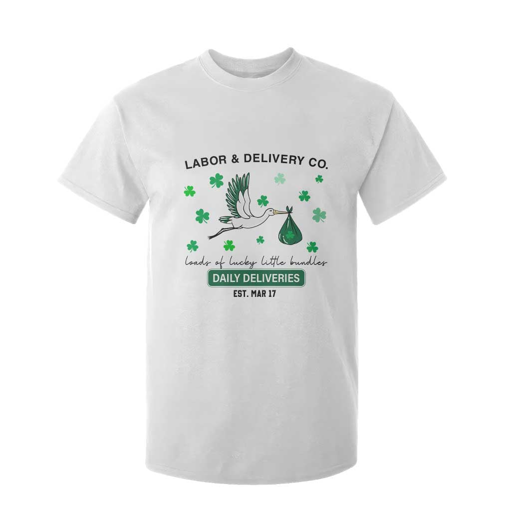 St Patrick's Day Lucky L&D Nurse T Shirt For Kid Labor And Delivery Shamrock TS02 White Print Your Wear