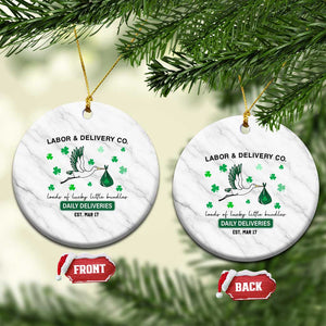 St Patrick's Day Lucky L&D Nurse Ceramic Ornament Labor And Delivery Shamrock TS02 1pc White Marble Print Your Wear