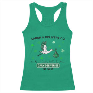 St Patrick's Day Lucky L&D Nurse Racerback Tank Top Labor And Delivery Shamrock TS02 Irish Green Print Your Wear