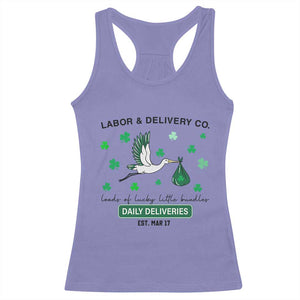 St Patrick's Day Lucky L&D Nurse Racerback Tank Top Labor And Delivery Shamrock TS02 Violet Print Your Wear